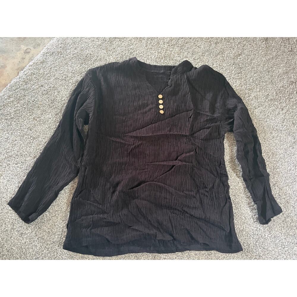 Womens 4x black long sleeve top with crinkly fabric